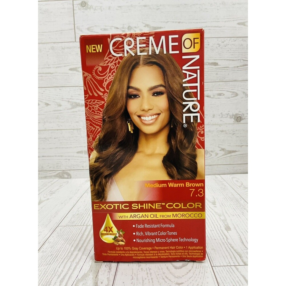 Creme of Nature Exotic Shine Color 7.3 Medium Warm Brown Argan Oil